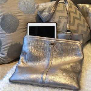 Cole Haan genuine leather metallic tote